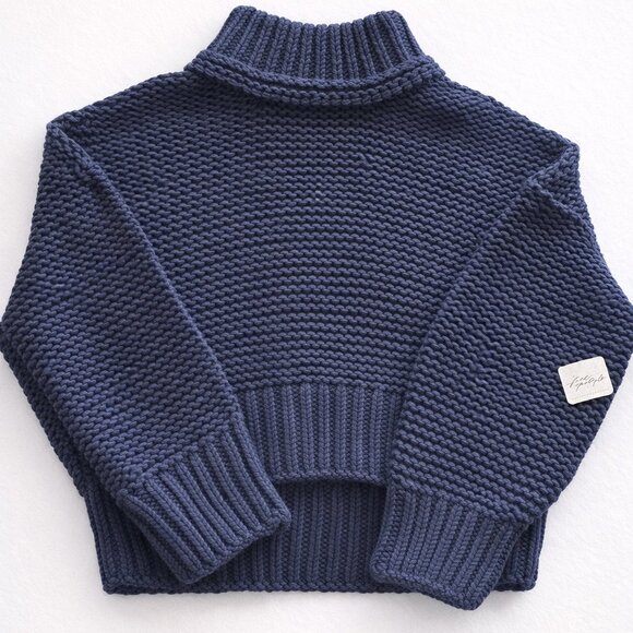 Free People Tops - Free People Black Chunky Knit Turtleneck Sweater NWT Size XL